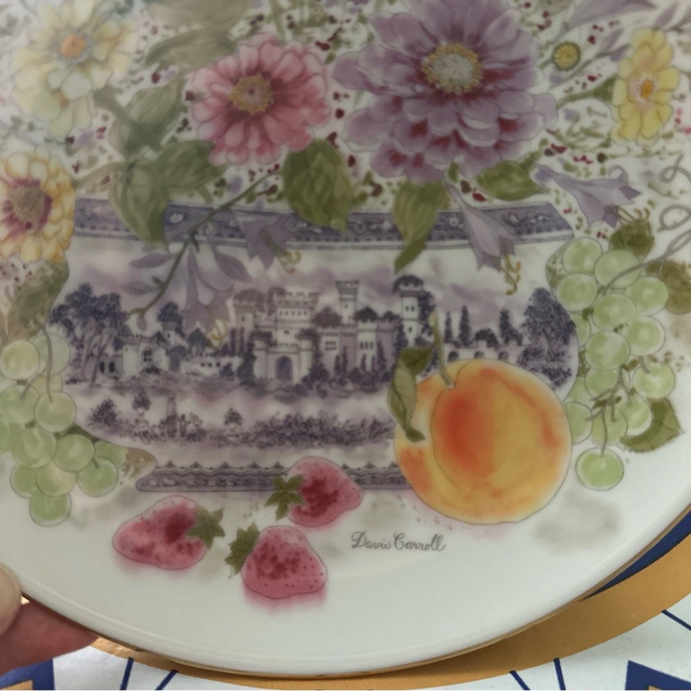 Plate from Davis Carroll's Floral Heirlooms series,Zinnias in a plate no: 4049